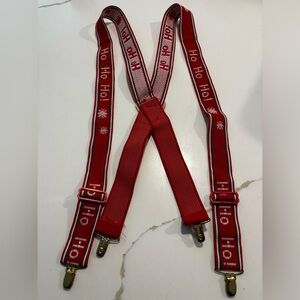 VINTAGE Christmas SUSPENDERS Ho Ho Santa Red Be Santa